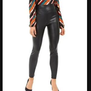 Saks Fifth Avenue High Waisted Vegan Leather Leggings Size S/P Black Pull On NWT